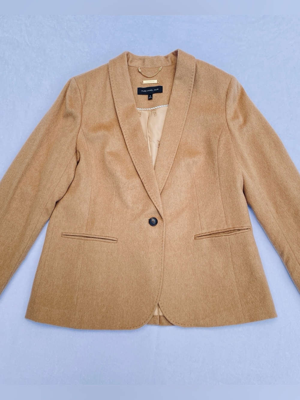Talbots Women's 100% Camel Hair Blazer Single Button Jacket Tan Sz 16 Old Money